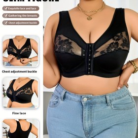 Resim Plus Beden Şık Ön Bağcıklı Korse Üst - Siyah Geometrik Desenli Yarı Şeffaf Esnek Atlet, Ayarlanabilir Göğüs Kayışları ve Arkadan Kanca-Kilit Kapama, Sadece Elde Yıkanır Kadınlar İçin 
