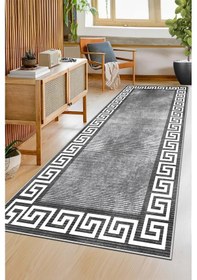 Resim West Home Makinede Yıkanabilir Kaymaz Taban Leke Tutmaz Oval Yolluk Ev Dekorasyonu İçin Gri Kesme Yolluk 