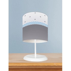 Resim Mekta Home Bebek ve Çocuk Odası Gri Mavi Yıldız Desenli Abajur 