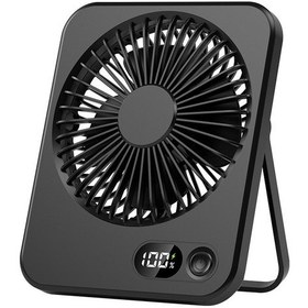 Resim Ekranlı Şarj Edilebilir Taşınabilir Masa Vantilatörü Siyah, 