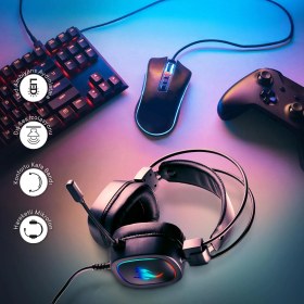 Resim Polosmart PGS102 Kablolu 7.1 Rgb Aydınlatmalı Gaming Oyuncu Kulaklık Siyah 