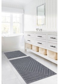 Resim Koza Home Medea Gri 2li Pamuk Banyo Paspas Takımı 60x100 60x50 8593 Gri 