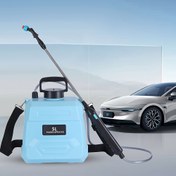 Resim Üç nozullu elektrikli püskürtücü, büyük kapasite 5.0 L, uzatma çubuğu ve nozul, araba, zemin ve cam temizliği için ayarlanabilir kayış 