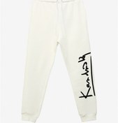 Resim Erkek Beyaz Lastikli Oversize Düz ART LICENSE Pantolon BYL3797 