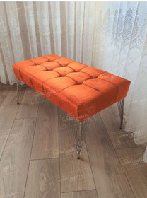 Resim Modern Dilim Puf Ayakucu Puf Gold Metal Ayak 90 45 Turuncu 