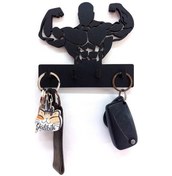 Resim Cajuart Sporcu Kaslı Adam Bodybuilder Fitness Tema Anahtar Askısı Duvar Anahtarlık Siyah 