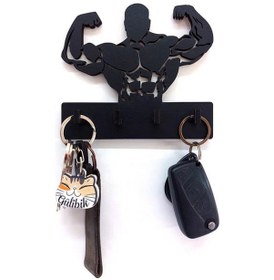 Resim Cajuart Sporcu Kaslı Adam Bodybuilder Fitness Tema Anahtar Askısı Duvar Anahtarlık Siyah 
