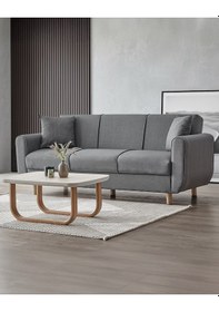 Resim Flavia 3'lü Kanepe Salon, Oturma Odası Yataklı Bazalı Krem Koyu Gri 