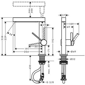 Resim Hansgrohe Finoris Tek Kollu Lavabo Bataryası Çekilebilir Baslık 2 Jet ve Bas-Aç Gider Seti Krom 76063000 