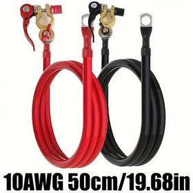 Resim Topshop1 10awg 50cm Araç Akü Terminal Bağlantı Kablosu Pirinç Malzeme Anahtar 