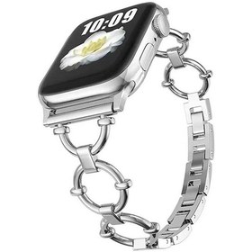 Resim Ekılıf - İos Watch 7 45mm Uyumlu - Kordon Metal Kordon Krd-56 - Gümüş 
