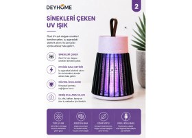 Resim deyhome Elektrikli Sinek Öldürücü Lamba USB Şarjlı Uv Işıklı Sivrisinek Kovucu ve Tuzak Lambası | Sessiz Çalışma | Taşınabilir Tasarım 