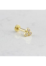 Resim Glorria Altın Üç Taş Tragus Piercing Sarı 