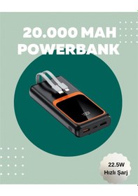 Resim Dijital Ekranlı 20.000 Mah Powerbank 22.5w Hızlı Şarj + Çoklu Bağlantı Seçeneği 