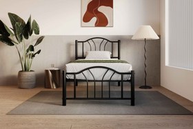 Resim Argimo Bella Tek Kişilik Ferforje Metal Karyola - 90x200 / Siyah 