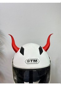 Resim Motor & Motosiklet Kırmızı Boynuz Kask Dış Aksesuarı Diğer 