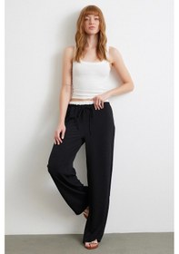 Resim Never More Bel Bantlı Wide Leg Pantolon Siyah Siyah 