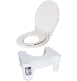 Resim Saban Yetişkin Ve Çocuk Klozet Kapağı & Klozet Taburesi Beyaz 