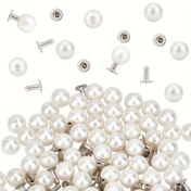 Resim 100 Şık Beyaz İnci Nokta Seti ile Pimler - DIY Moda, Takı, Çantalar ve Ayakkabılar için 6mm Yuvarlak Plastik Düğmeler - Dayanıklı El Sanatları Kiti, Giysi İnci Düğmeleri 