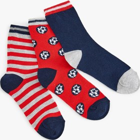 Resim Erkek Çocuk Futbol Temalı Çorap Seti Çok Renkli 3’lü 