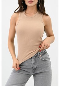 Resim Koza Butik Kadın Bisiklet Yaka Kolsuz Bluz 1755-24 001 