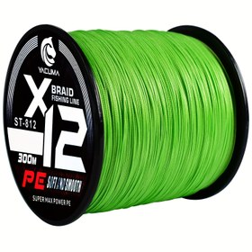 Resim YACUMA 300m/328YDS 12X Örgülü Balıkçılık İpi - 11.34KG-58.06KG Dayanıklılık, Aşınmaya Karşı Dirençli ve Isırma Geçirmez, Süper Pürüzsüz Güç Atış, Yeşil, Tatlısu ve Tuzlu Su İçin Her Türde Kullanım, Profesyonel Paketleme | Süper Pürüzsüz Doku 