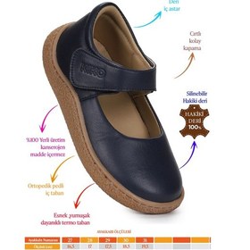 Resim Kiko Kids Lida %100 Deri Günlük Kız Çocuk Babet Ayakkabı Lacivert Lacivert 