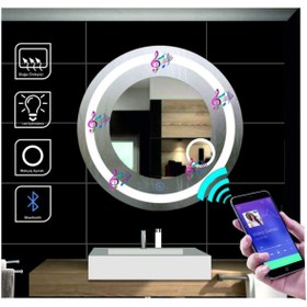 Resim GLOBAL LED MIRROR 80 Cm Bluetoothlu Makyaj Aynalı Dokunmatik Tuşlu Buğulanmayan Ledli Yuvarlak Ayna Banyo Aynası 