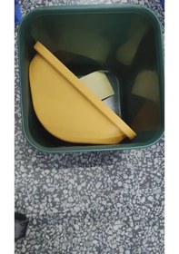 Resim Xindoker Yeşil Plastik Çöp Kutusu - Kapaklı, Kokusuz, 32.5cm, Ev Ofis İçin 