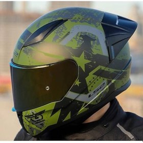 Resim Ls2 Rapıd 2 Race Thunder Bırds Kapalı Motosiklet Kaskı Gold Vizörlü Mat Yeşil 