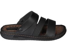 Resim GEZER Erkek Siyah Sandalet Terlik Ortopedik Comfort tabanlı 