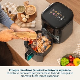 Resim Cecotec Cecofry Grill Smokin Prime 6500 Dumansız Airfryer 6,5L Izgara Fritöz Sağlıklı Yağsız Pişirme 