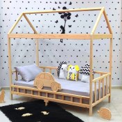 Resim MiniWood Montessori Yatak Luxury Arabalı Çocuk Karyola 