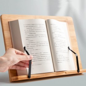 Resim Ebulduk Ahşap Katlanabilir Kitap Okuma Standı - Kitap-Tablet Tutma Standı Bambu-5 Kademeli 