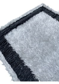 Resim Saray Halı Simli Deri 100x200 Dekoratif Ofis Halısı Gri Siyah Beyaz Gri Siyah 