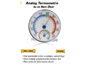 Resim Analog Isı ve Nem Ölçer, Hassas Sıcaklık ve Nem Takibi Için Ideal Araç 