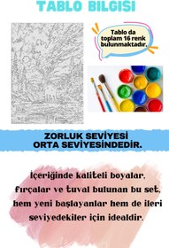 Resim Su'lepas Sayılarla Boyama Çerçeveli Hobi Seti Numaralı Tuval Fırça Boya Dahil Kasnaklı GEYİK 40X50 Cm 