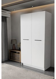 Resim - Ladik - Beyaz Çift Kapaklı Gardırop 180-90-45 Cm Beyaz 