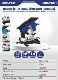Resim İBELTECH Premıum Üstten Tablalı 305MM Gönye Kesme Testeresi 