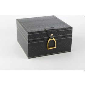 Resim Siyah Gold Kulplu Deri Kutu 18x18x11cm 