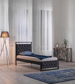 Resim Unimet Mithra Tek Kişilik Metal Karyola Siyah (AHŞAP LATALI) 