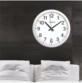 Resim Metalik Çerçeve Kurumsal Ofis Işyeri Otel Duvar Saati Beyaz 