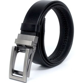 Resim Manda Derisi Otomatik Tokalı Deliksiz Erkek Kemeri - Otomatik Kemer Siyah 