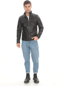 Resim Erkek Jumbo Hakiki Koyun Deri Mont/Ceket EDC110 (Standart Kalıp) - 4XL 
