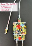 Resim MSticker Iphone 20w Uyumlu Şarj Aleti Kaplaması - Koyu Renkli Çiçekler Temalı Full Sarj Aleti Sticker 5 Parça 