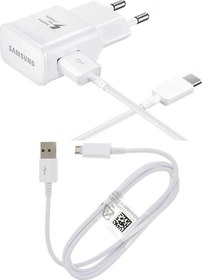 Resim Casper Via A40 İle Uyumlu TA20 Micro & Type-C Kablolu 15W Hızlı Şarj Aleti Beyaz (Samsung Türkiye Garantili) 