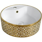 Resim yediyapı Tezgah Üstü Gold Renk Desenli Seramik Çanak Lavabo 