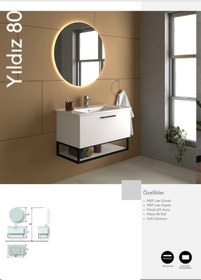 Resim Evros Yıldız 80 Cm Banyo Mobilyası Beyaz 