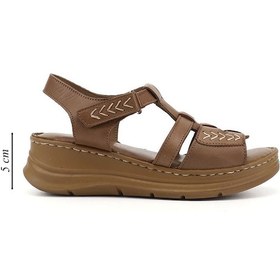 Resim Gönderi(R) Gönderi R Kadın Fındık Cırt Bantlı Dolgu Topuk Hakiki Deri Sandalet Dyza65145872 