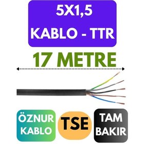Resim Öznur 5x1,5 Ttr Kablo Metre Seçenekli Siyah - 17 Metre 